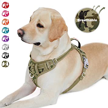 BARKBAY No Pull Dog Harness Front Clip Heavy Duty Reflective Easy Control Handle for Large Dog Walking with ID tag Pocket