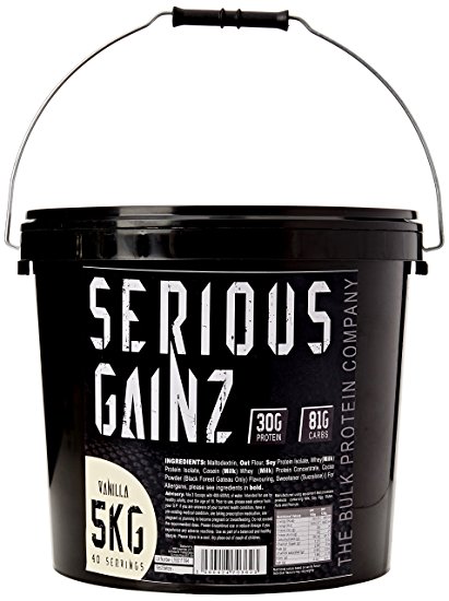 The Bulk Protein Company Serious Gainz Mass Gainer Powder, Vanilla, 5 kg