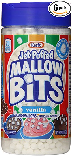 Jet-Puffed Marshmallow Bits, Vanilla, 3 Ounce Container (Pack of 6)