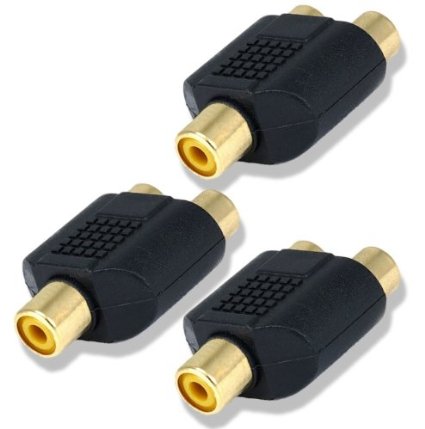 (3-Pack) RCA Y-Splitters (1 Female Jack to 2 Female Plugs)Connector AV Audio/Video Adapter by ShopBox®