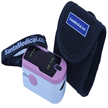 Santamedical Generation 2 SM-165 Fingertip Pulse Oximeter Oximetry Blood Oxygen Saturation Monitor with carrying case, batteries and lanyard