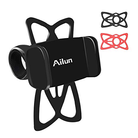 Ailun Bike Motorcycle Cell Phone Holder,Universal Bicycle Silicone Strap Band Phone Mount Handlebar Cradle Compatible for iPhone X/8/8 Plus,7/7 Plus,6/6s Plus,Galaxy S9/S9 ,S8/S7,and More[Black]