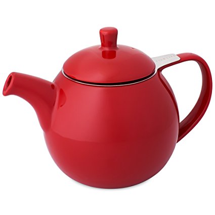FORLIFE Curve 24-Ounce Teapot with Infuser, Red