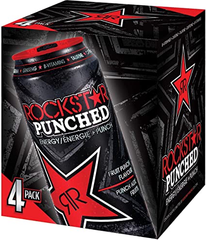 Rockstar Punched Energy Drink Fruit Punch, 4 Count, 0.22 L