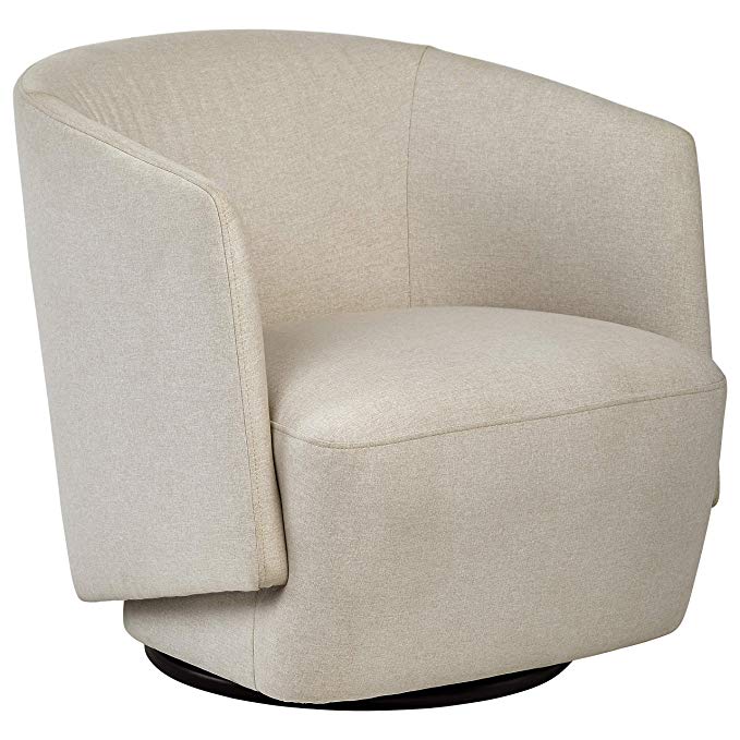 Rivet Coen Contemporary Modern Upholstered Accent Swivel Chair, 30"W, Cream