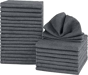 HOMEXCEL Microfiber Washcloths Towel Pack of 24,12"x12" Highly Absorbent and Soft Face Towels Wash Cloths for Bathroom,Gym,Hotel and Spa,Fast Drying Multi-Purpose Cleaning Cloth,Grey