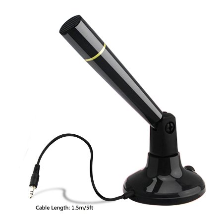 VAlinks Plug and Play Home Studio Adjustable PCDesktopLaptopNotebook Omnidirectional Condenser Microphone Mic with 35mm Plug Ideal for Skype FaceTime Microsoft Cortana LOL Youtube Black