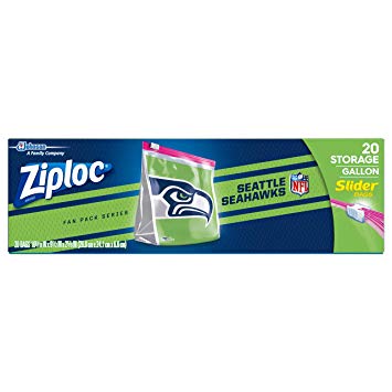 Ziploc Brand NFL Seattle Seahawks Slider Gallon, 20 ct