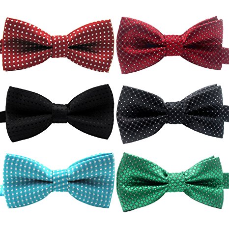 YOY Handcrafted Adorable Pet Bow Ties - 6-pack Adjustable Neck Tie 11.4"-18.5" Polka Dots Bowties Dog Collar Neckties Kitty Puppy Grooming Accessories for Doggy Cat, 6 Colors