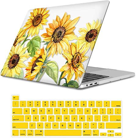 DQQH MacBook Pro 16 inch Case 2020 2019 for A2141,Ultra Thin MacBook Hard Shell Case with Keyboard Cover for Newest MacBook Pro 16 inch with Touch Bar/ID, Sunflower