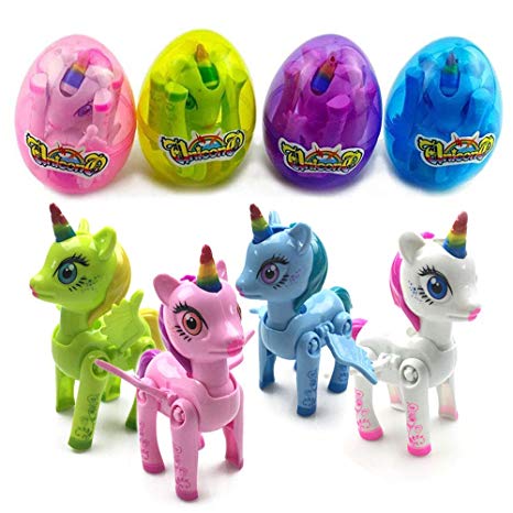 Jofan 2nd Jumbo Unicorn Deformation Easter Eggs with Toys Inside for Kids Boys Girls Easter Gifts Easter Basket Stuffers Fillers (4 Pack)
