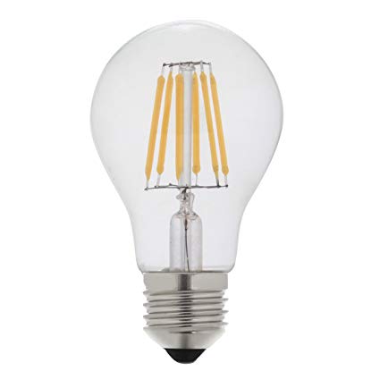 ALK 6W E26 E27 Screw Classic Dimmable Edison LED Filament Bulb Warm White 2700K GLS ES LED Vintage Edison Bulb Equivalent 60W Incandescent Replacement Lighting Source(A19 6W=60Watts-Single)