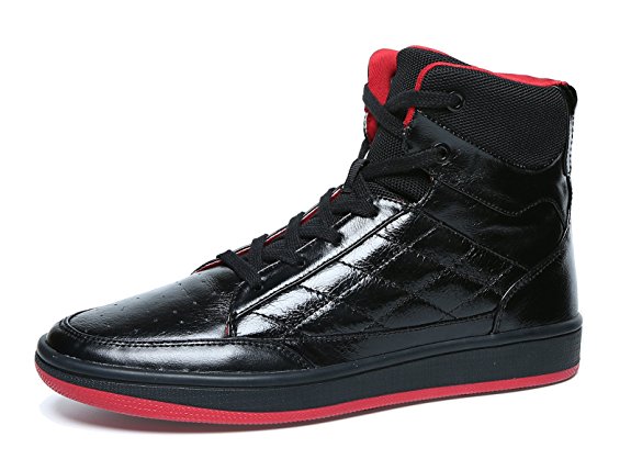 Soulsfeng Men Women High Top Skateboarding Shoes Flat Lace Up Cowhide Leather Casual Sneaker