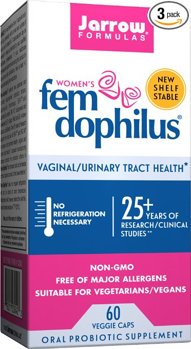 Jarrow Formulas Fem-Dophilus, 1 Billion Organisms Per Cap, Supports Vaginal and Urinary Tract Health, 60 Count (Cool Ship, Pack Of 3)