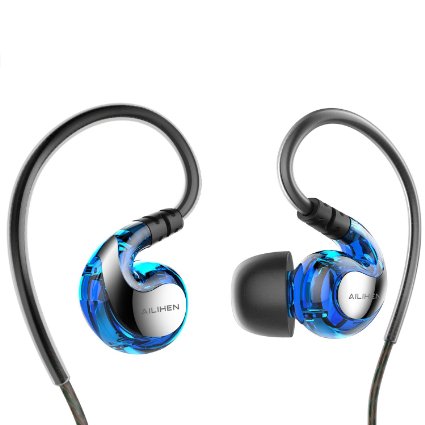 Earphones,AILIHEN SE-01 Sport Sweatproof Earphones Headphones with Microphone for Running Gym,In Ear Earbuds for iPhone iPod iPad Laptop Mac Tablets (Blue)