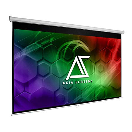 Akia Screens Manual B 110 inch 16:9 Pull Down 8K 4K Ultra HD 3D Ready Movie and Home Theater Projector Screen with Slow Retract Mechanism AK-M110H1