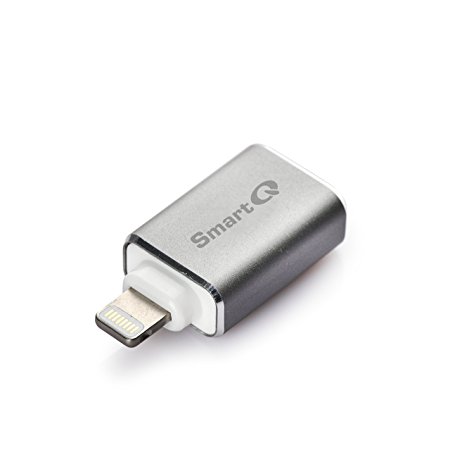SmartQ C620 Space Grey MFI Lightning MicroSD Card Reader Connector for Easy File Transfer, Backup Files, Save Storage Space on Your Device
