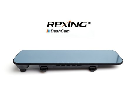 Rexing R1 Dual-Lens Dash Cam Full HD 1080P with 43 LCD Screen Rearview Mirror Design All-Black