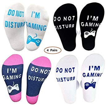 ESHOO Funny Ankle Cotton Adult Socks –"Do Not Disturb, I'm Gaming", Great Gift for Game Players and Game Lovers