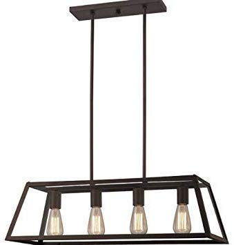 30 Inch Rectangular Clear Glass Linear Chandelier Dining Room Pendant Bronze Oil Rubbed Bronze (4 Lt)