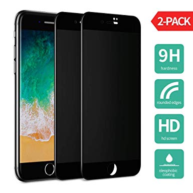 Benks iPhone 8 Plus 7 Plus Anti Spy Screen Protector Tempered Glass, [2 Pack] Privacy Protective Film Unbreakable Soft Frame 0.23mm 3D Curve Edge Full Coverage (Black, 5.5-Inch) …