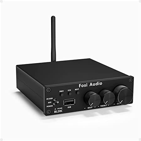 Fosi Audio TB20A TPA3116D2 Stereo 2.1 Channel Class D Audio Amplifier with Subwoofer Sound Control 2x50W 1x100W Sub Output Super Bass Power Receiver, Treble Bass Independent Adjustment, Power Supply