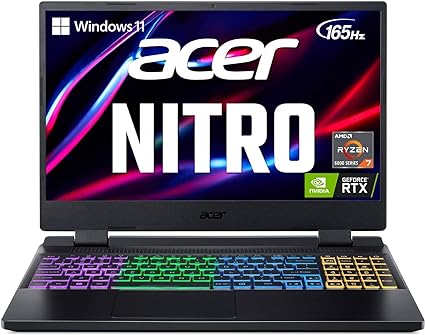 acer Nitro 5 Gaming Laptop 2023 Newest, 15.6" QHD 165Hz Display, AMD Ryzen 7 6800H Processor, NVIDIA GeForce RTX 3070 Ti Graphics, 64GB DDR5 RAM, 2TB SSD, Wifi6, Bluetooth, Windows 11 Home