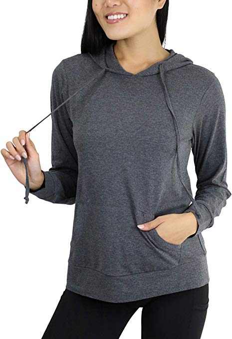 ToBeInStyle Women's Thin Fabric Long Sleeve Drawstring Hooded Sweatshirt