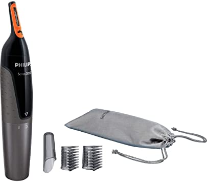 Philips Series 3000 Battery-Operated Nose, Ear & Eyebrow Trimmer - Showerproof & No Pulling Guaranteed - NT3160/10