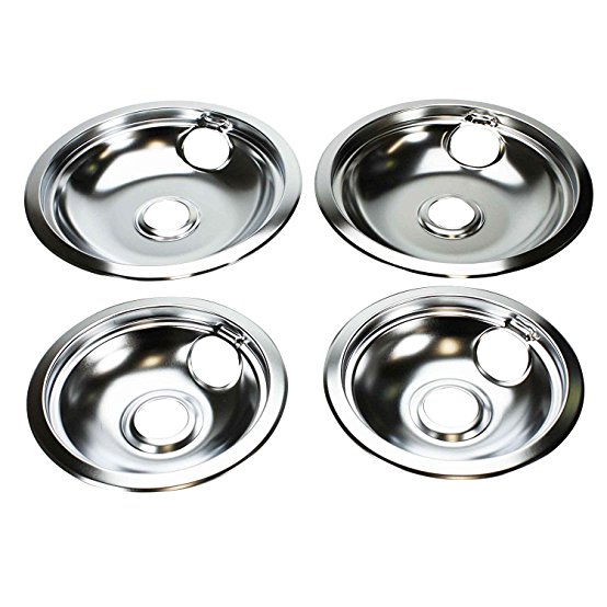 316048413 & 316048414 Drip Pan Set (2x 6"   2x 8") Stainless Steel for Frigidaire Range