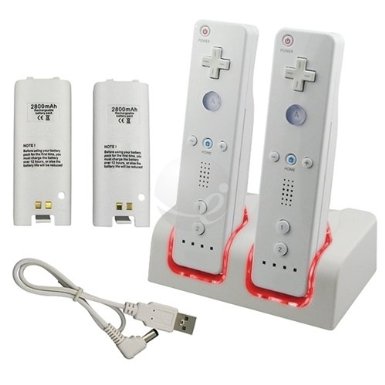 KLAREN New 2 Battery Packs Remote Controller Charger for Wii
