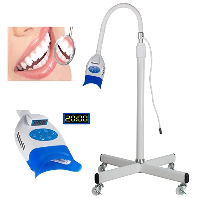 Mobile Teeth Whitening Lamp 36W Floor Stand Instrument Dental Cold LED Light Lamp Teeth Whitening Machine for Oral Care Bleaching Accelerator System with 10pcs LED Blue Light (US SHIPPING)