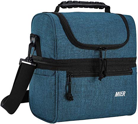 MIER Adult Lunch Box Insulated Lunch Bag Large Cooler Tote Bag for Men, Women, Double Deck Cooler (Ocean Depths, Medium)