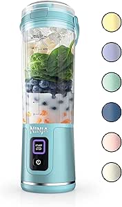 Ninja Blast Portable Blender, Cordless, 18oz. Vessel, Personal Blender For-Shakes and Smoothies, BPA Free, Leakproof-Lid and Sip Spout, USB-C Rechargeable, Dishwasher Safe Parts, Tinted Aqua, BC151AQ