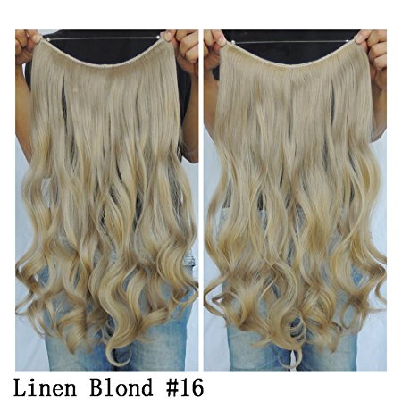 Secret Halo Hair Extensions Flip in Curly Wavy Hair Extension Synthetic Women Hairpieces 20" (Linen Blonde #16)