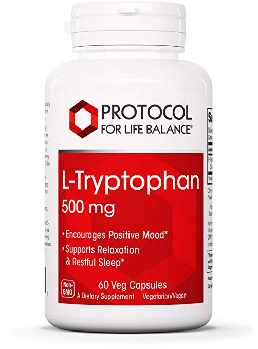 Protocol For Life Balance - L-Tryptophan 500 mg - Supports Relaxation, Encourages Positive Mood, and Promotes Restful Sleep with Essential Nutrients - 60 Veg Capsules