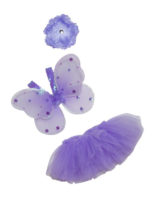 Baby Tutu Set with Fairy Wings and Headband in Purple