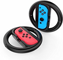GameWill Steering Wheel for Nintendo Switch Controller (not included controller)- Black (Set of 2)