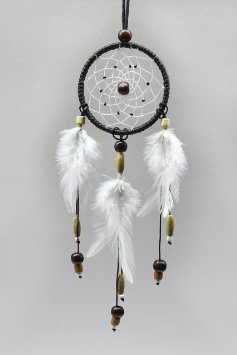 Bistore - Handmade Dreamcatcher, 2.7" Diameter, Good for Car, Wall Hanging Ornament, and Gift (2.7" hoop - 12" in length, Black)