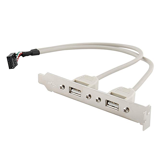 Motherboard Cable to 2-Port USB 2.0 Rear Panel Bracket Host Adapter