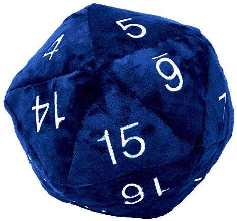 Ultra Pro Jumbo D20 20-Sided Dice Plush (Blue w/ Silver Numbering)