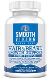 Hair and Beard Growth Support - Mens Facial Hair Supplement - 5000 MCG of Biotin - Vitamins A C - DHT Blocker Hair Loss Treatment - Use With Smooth Viking Beard Oil Balm Conditioner - 60 Capsules