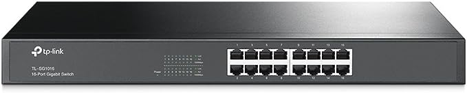 TP-Link TL-SG1016 Switch 16 Ports Gigabit (Rackable, Boîtier Métal) , Noir