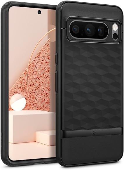 Caseology Parallax 3D Ergonomic Design Case Compatible with Google Pixel 8 Pro case 5G [Military Grade Drop Tested](2023) - Matte Black