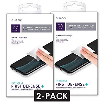 Qmadix $100 Replacement Guarantee Invisible First Defense Liquid Glass Screen Protector for Apple iPhone 6/6s, 7/7 Plus, 8, X, Xs, Xr,11 and Samsung Galaxy S & Samsung Note. 2 Pack
