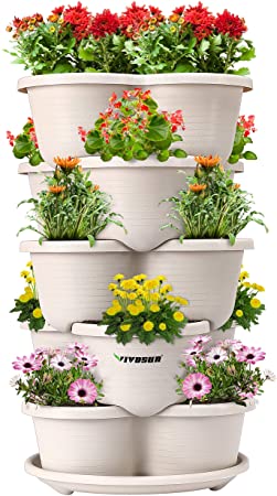 VIVOSUN 5 Tier Vertical Gardening Stackable Planter for Stawberries, Flowers, Herbs, Vegetables