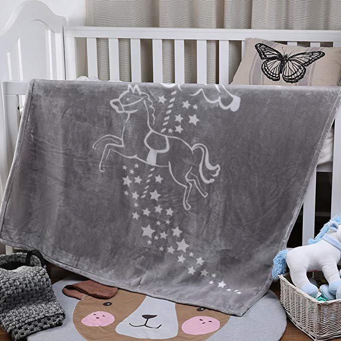 i-baby Luxury Ultra Soft Plush Baby Throw Blankets (Grey, 110x140cm)