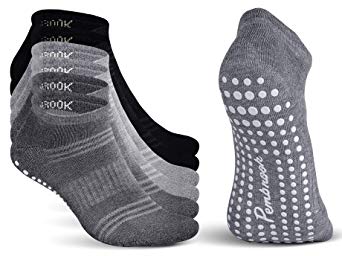 Pembrook Grip Socks - Non Slip and Non Skid Hospital, Yoga, Barre, Pilates, Maternity, Ballet, Women & Men (6 Pairs)