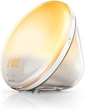 Philips SmartSleep Wake-Up Light, Alarm Clock, Coloured Sunrise and Sunset Simulation, 5 Natural Sounds, FM Radio & Reading Lamp, Tap Snooze – HF3520/01