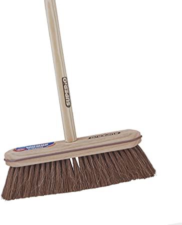 Superio Kitchen and Home Horsehair Broom with Wood Handle, Fine Premium Bristles - Heavy Duty Household Broom Easy Swiping Dust and Wisp Floors and Corners